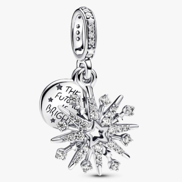 Pandora Sparkling Firework Double Dangle Charm - Picture 1 of 8